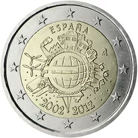 Spain 2 euro (2012) - 10th anniversary of the introduction of euro coins and banknotes